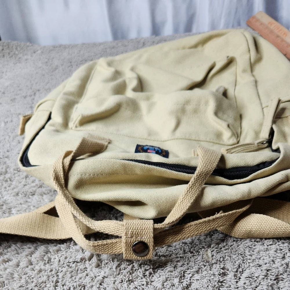 BAIYIRONG BACKPACK Tan Canvas Multipocket Backpack With Straps
